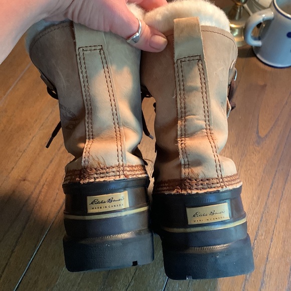 Eddie Bauer / Sorel Leather Fleece Top Snow Boots - Picture 7 of 13